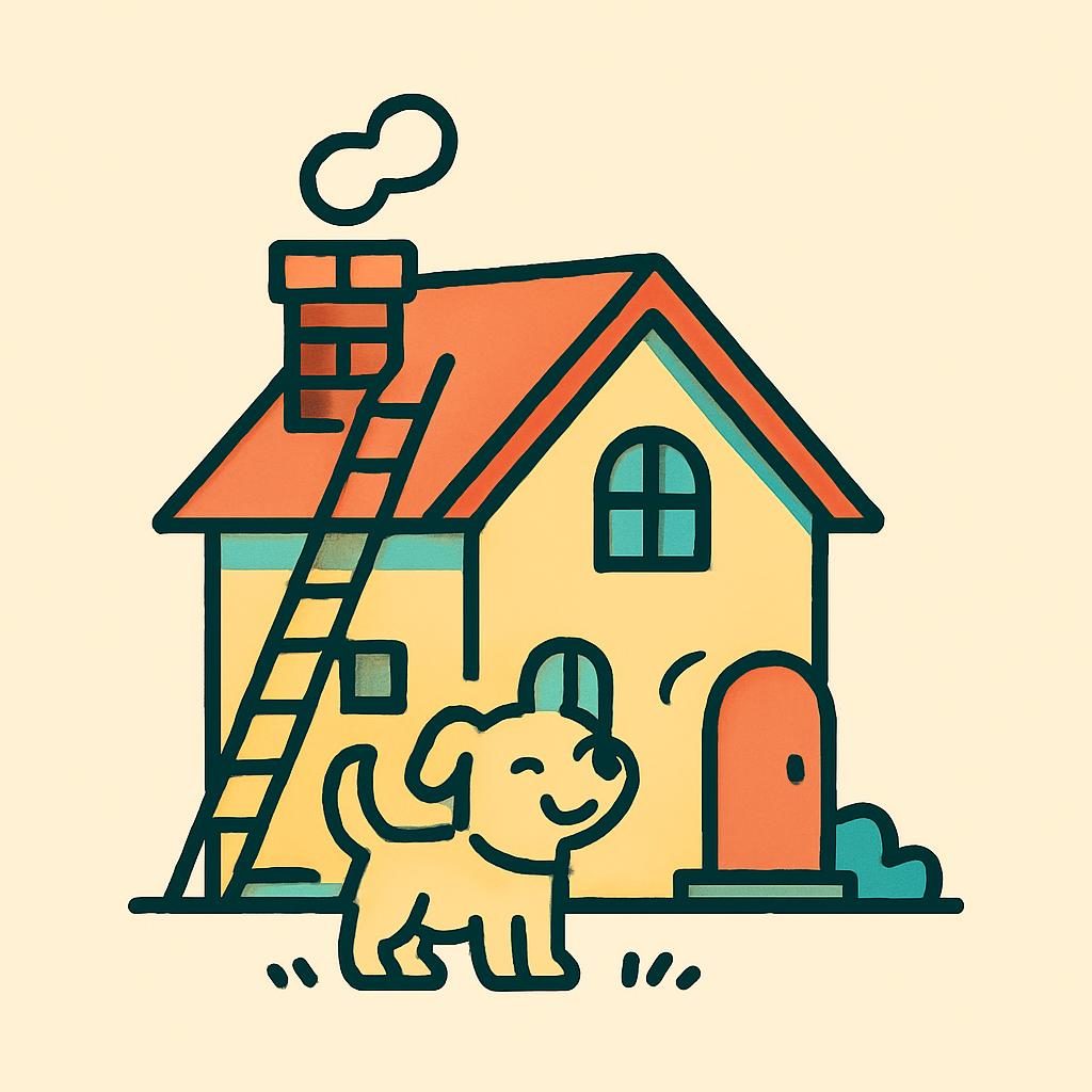 Drawing of a house with a chimney